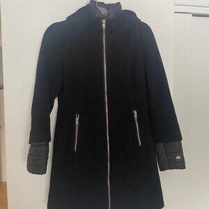 SOIA & KYO Slim-Fit Mixed Media Wool Coat with Puffer Bib and Hood - Women's